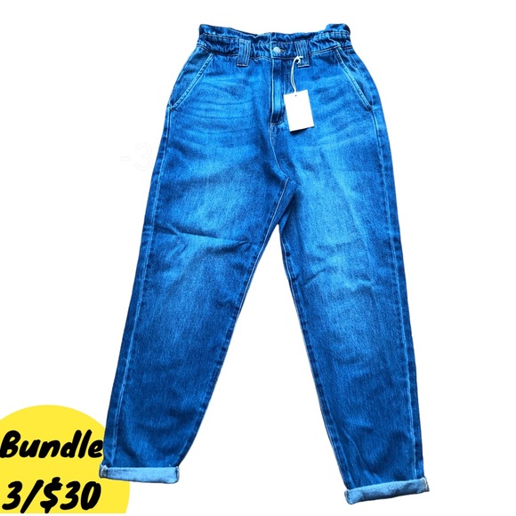 Cello Jeans Cello Blue Denim Mom Strait Leg Jeans 8s Ultra High Waisted Wide Curvy Hips